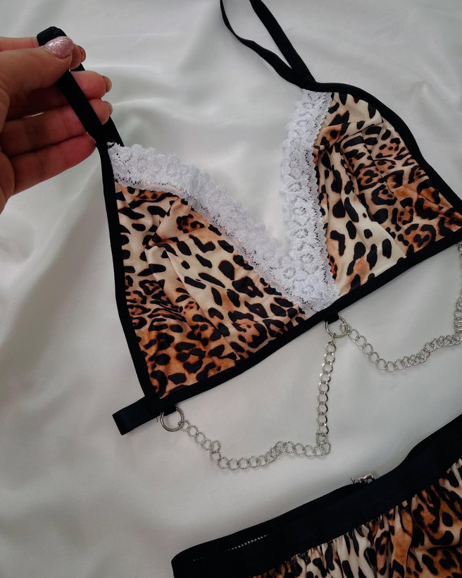 لباس خواب پلنگی جورابدار 7033